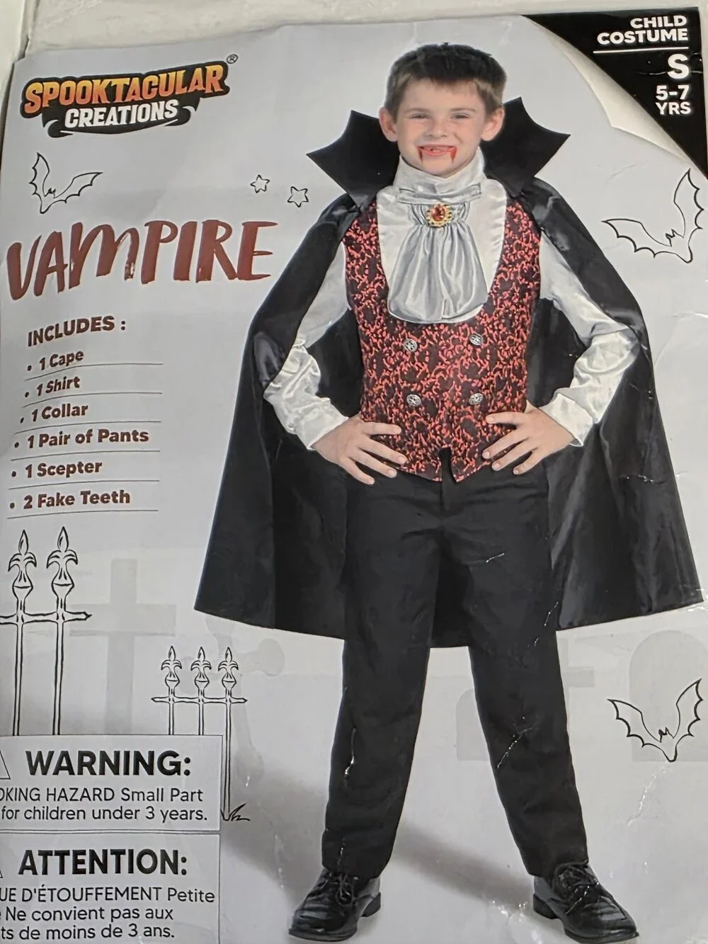 Spooktacular Creations Darkness Vampire Costume Child Size Small (5-7)